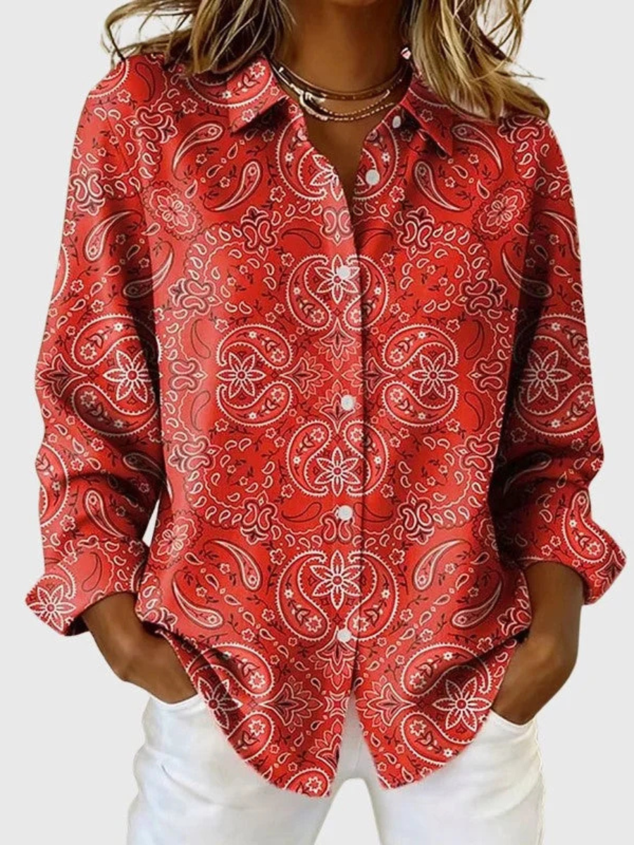 Carolina | Blusa con Estampado Cachemir y Botones