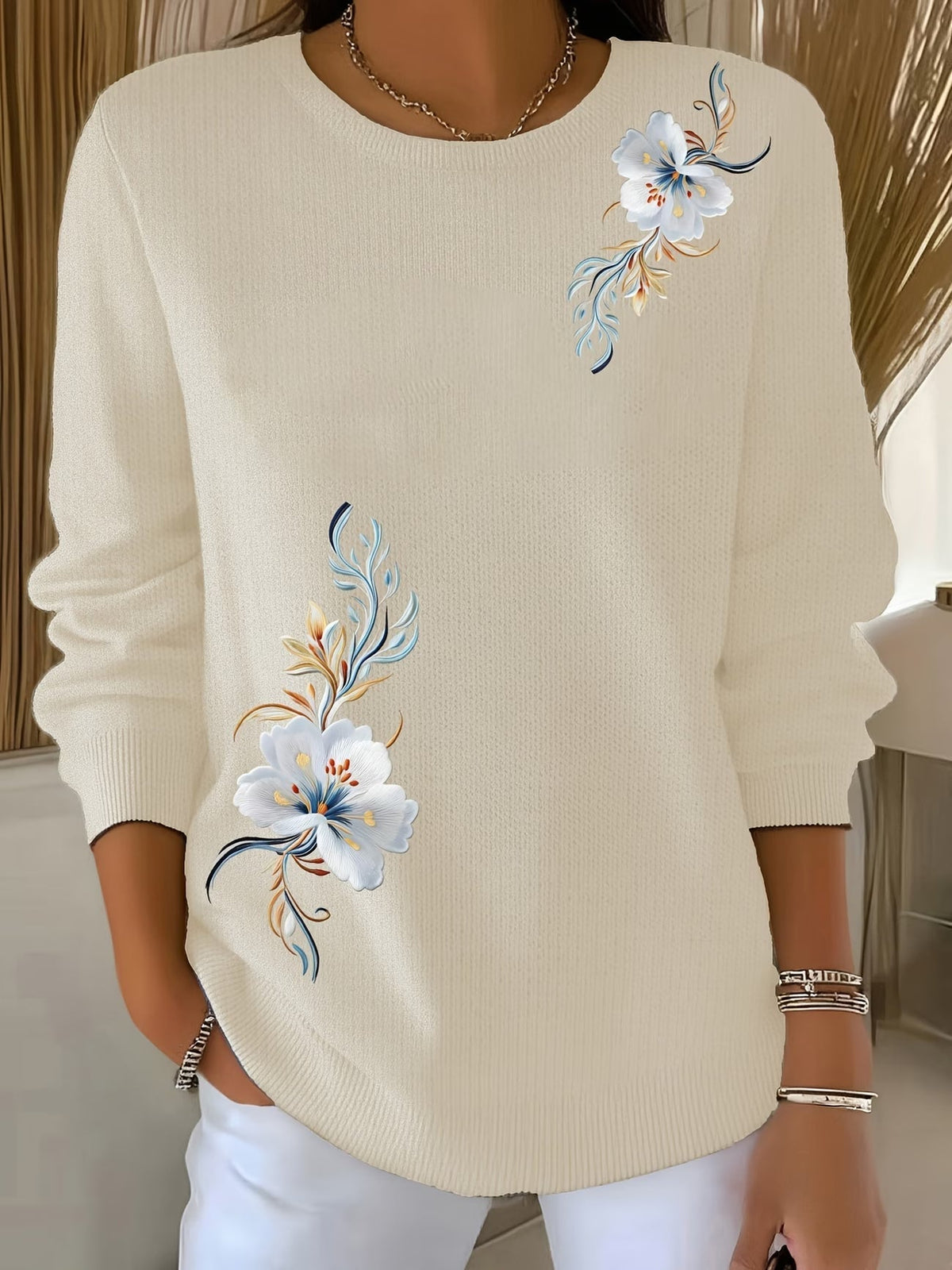 Violeta | Jersey Floral de Manga Larga