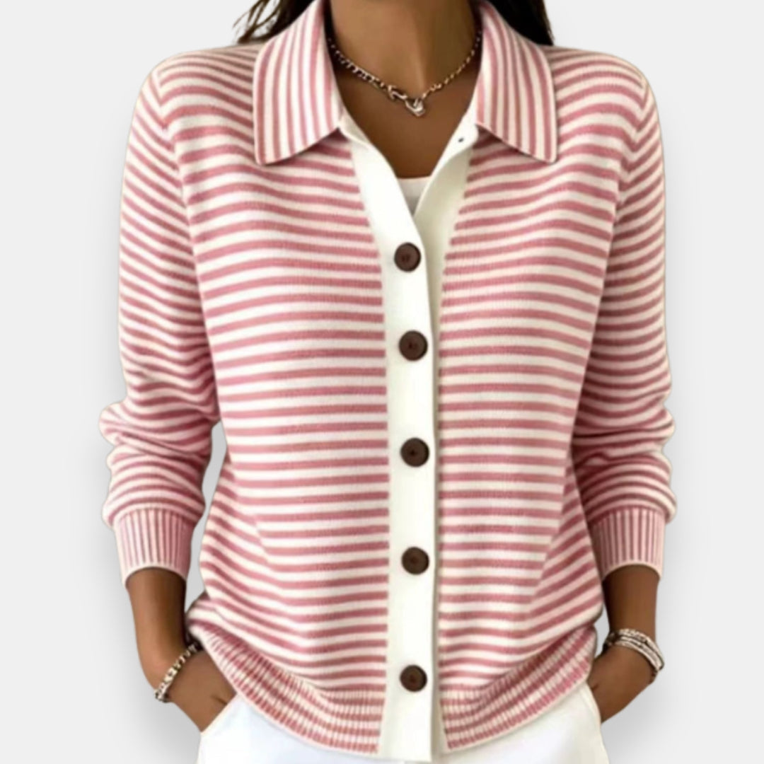 Pilar | Chaqueta de Punto a Rayas con Botonadura
