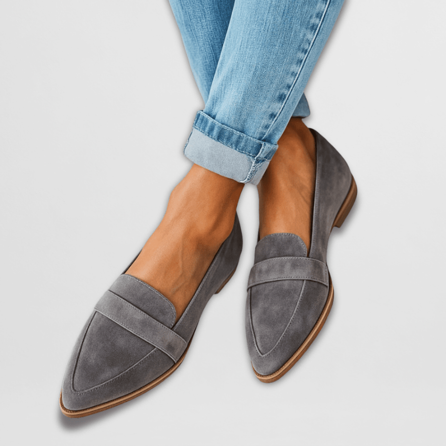 Teodora | Mocasines de Ante Suave con Tacón Bajo
