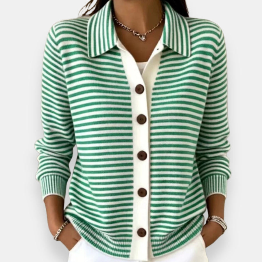 Pilar | Chaqueta de Punto a Rayas con Botonadura