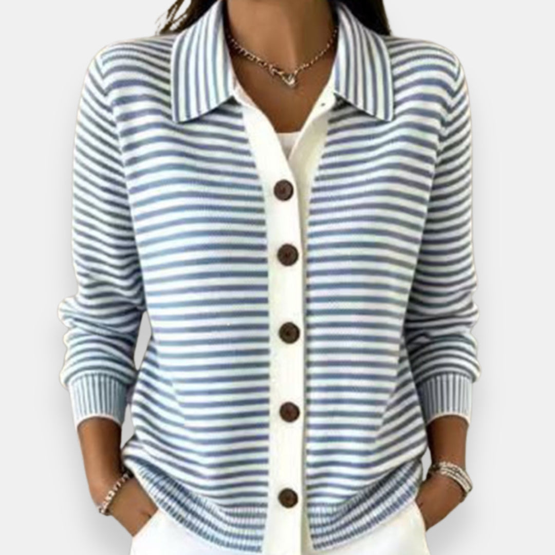 Pilar | Chaqueta de Punto a Rayas con Botonadura