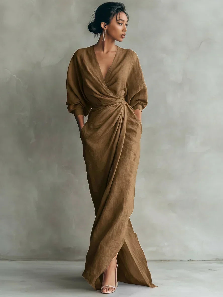 Alba | Vestido Maxi Cruzado con Escote en V