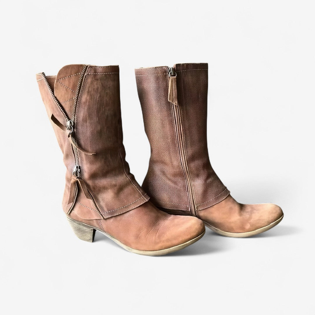 Carola | Botas de Cuero para el Otoño en Color Topo