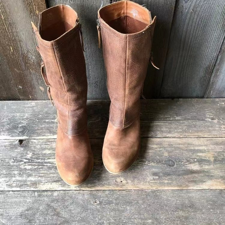 Carola | Botas de Cuero para el Otoño en Color Topo