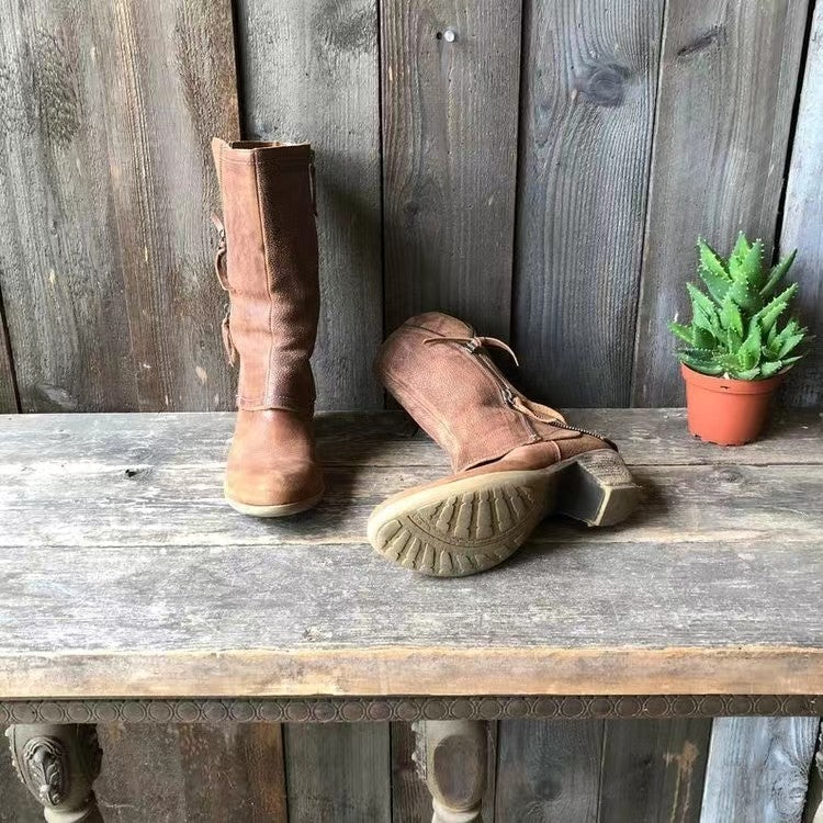 Carola | Botas de Cuero para el Otoño en Color Topo