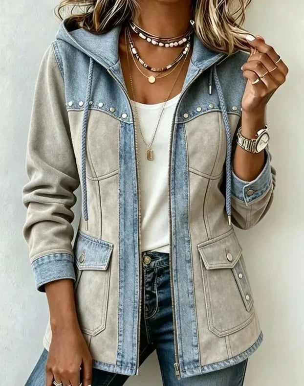 Verónica | Chaqueta Bimaterial con Capucha