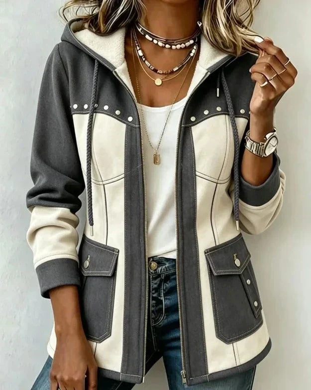 Verónica | Chaqueta Bimaterial con Capucha