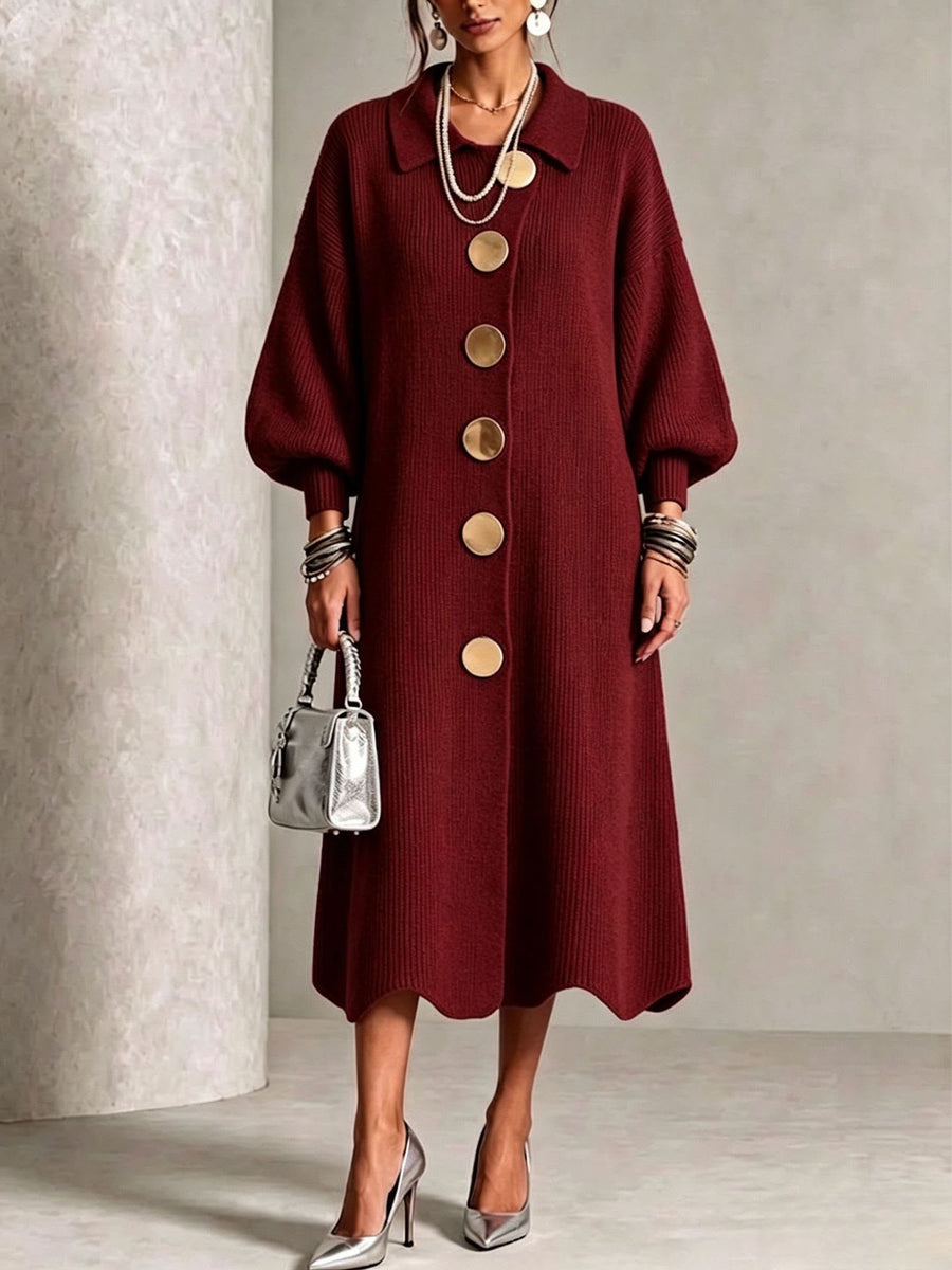 Rocío | Vestido de Punto con Botonadura Elegante