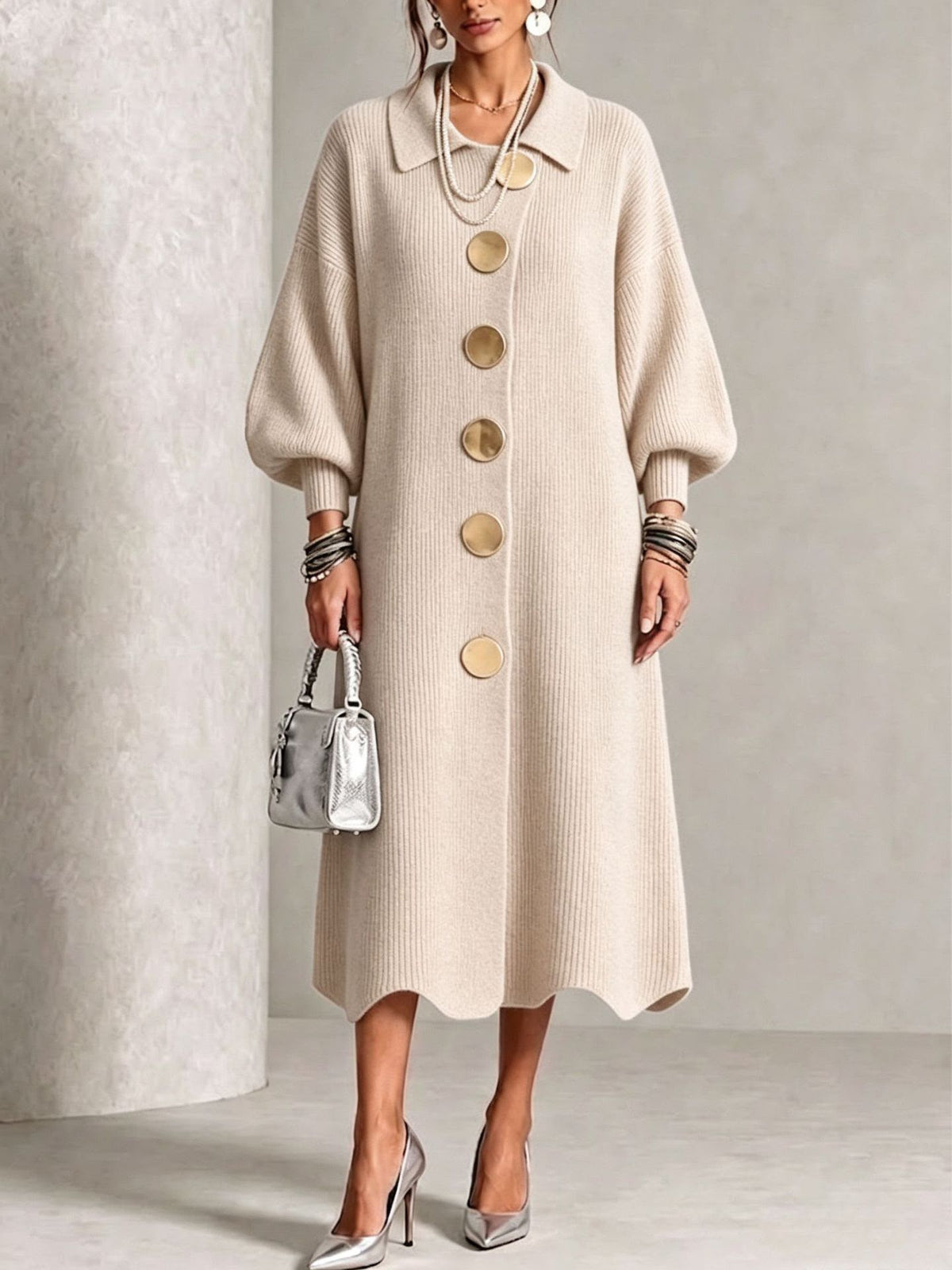 Rocío | Vestido de Punto con Botonadura Elegante