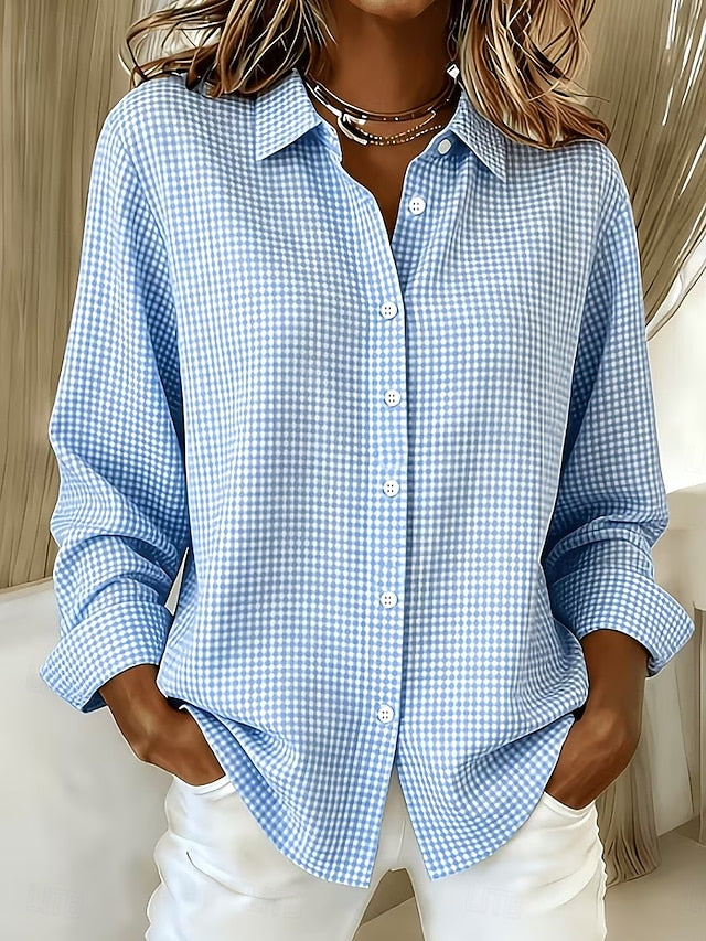 Lorena | Blusa Relajada de Cuadros Vichy con Botones