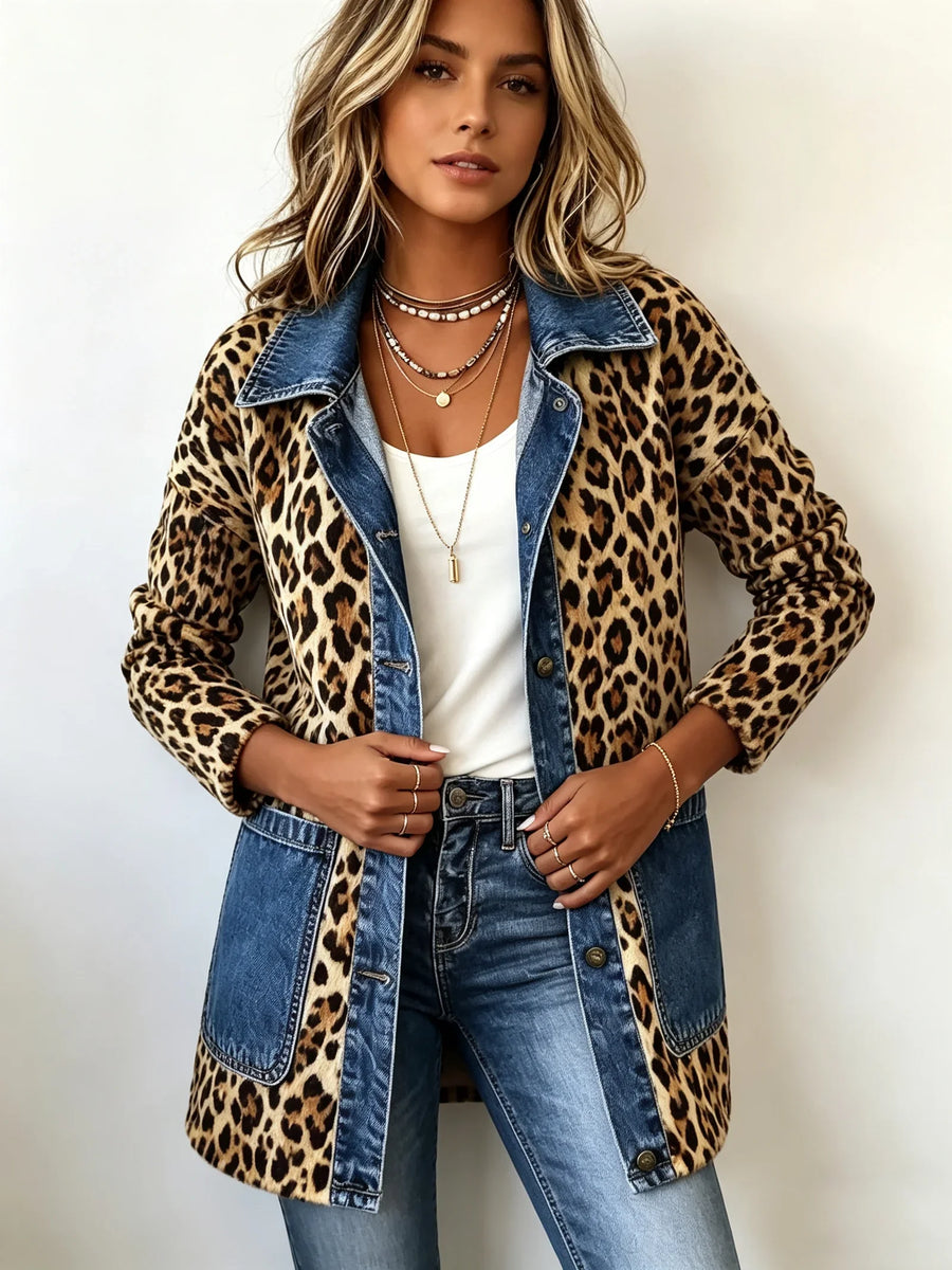 Nieves | Chaqueta Larga de Leopardo con Vaquero