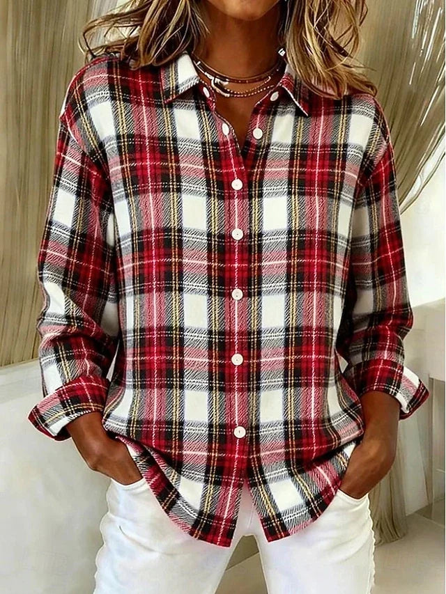 Dulce | Blusa Vintage de Cuadros con Botones