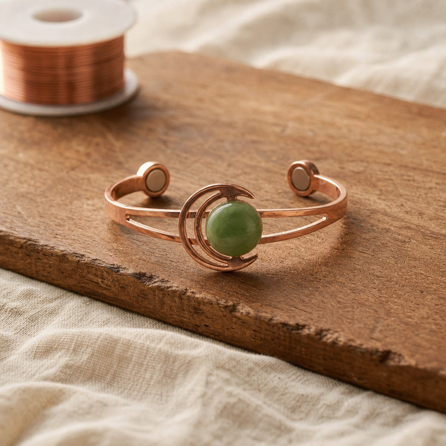 Pulsera de Cobre Esfera Verde