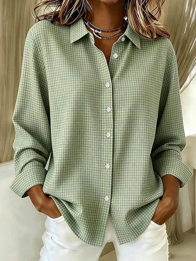 Lorena | Blusa Relajada de Cuadros Vichy con Botones